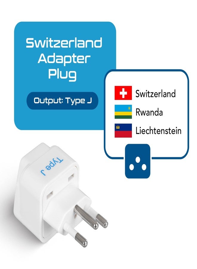 Ceptics India to Switzerland, Rwanda, Liechtenstein (Type J) Travel Adapter Plug - CE Certified - RoHS Compliant - White Color - 3 Pack (GP-11A-3PK) - Image 2